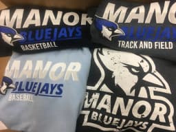 Custom Manor Bluejays basketball, baseball and track and field shirts