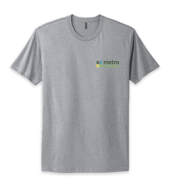 Bulk ministry shirts for outreach events — 1-color screen print on grey, 150 pieces.