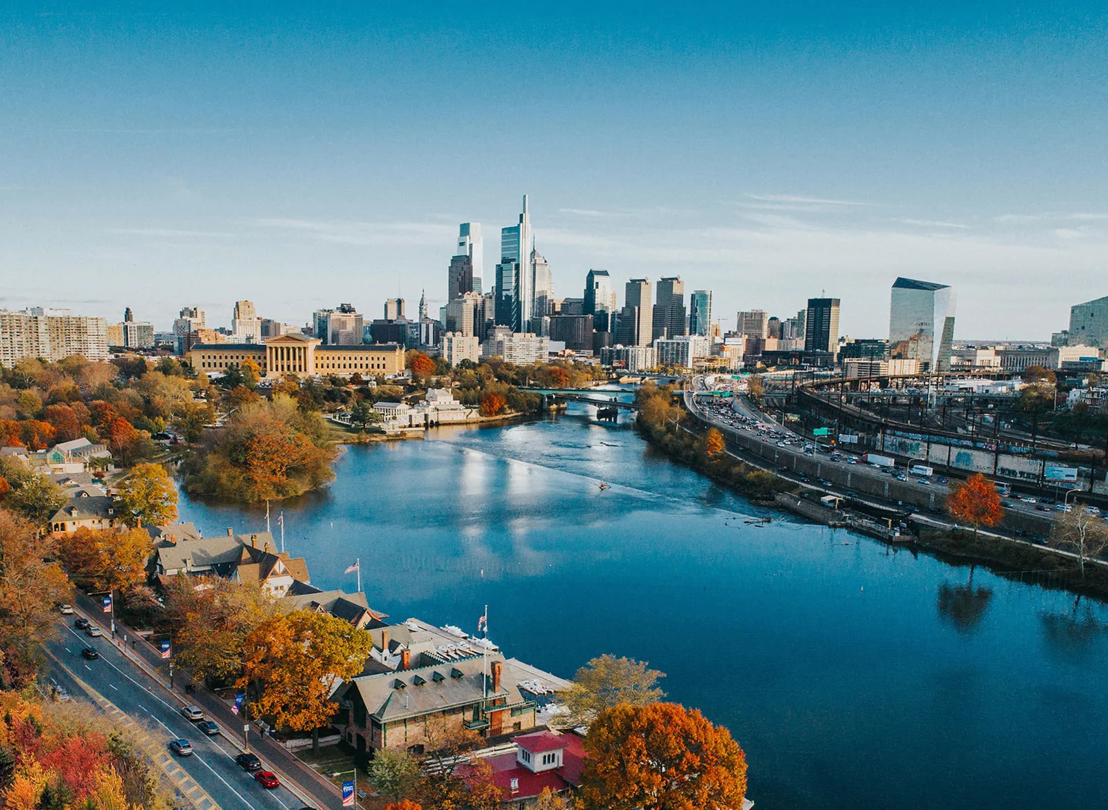 Philadelphia skyline background for screen printing service