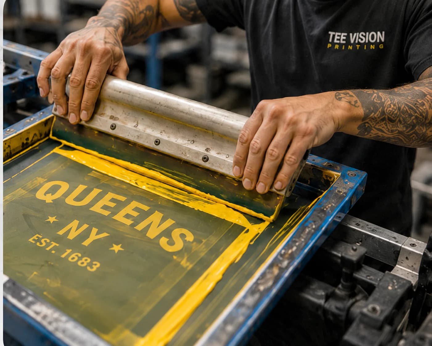 Screen printing a custom Queens NY design in-house