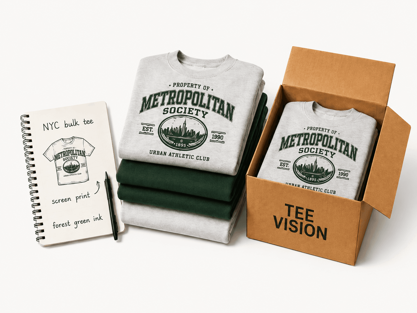 Custom screen printed apparel packed and ready to ship across New York