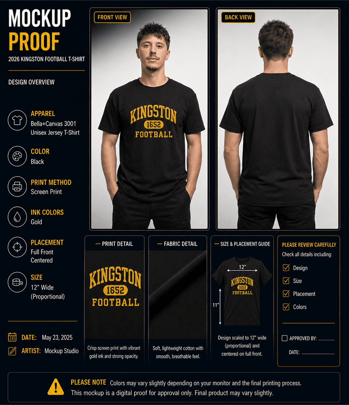 Tee Vision printing proof — digital mockup approval before production
