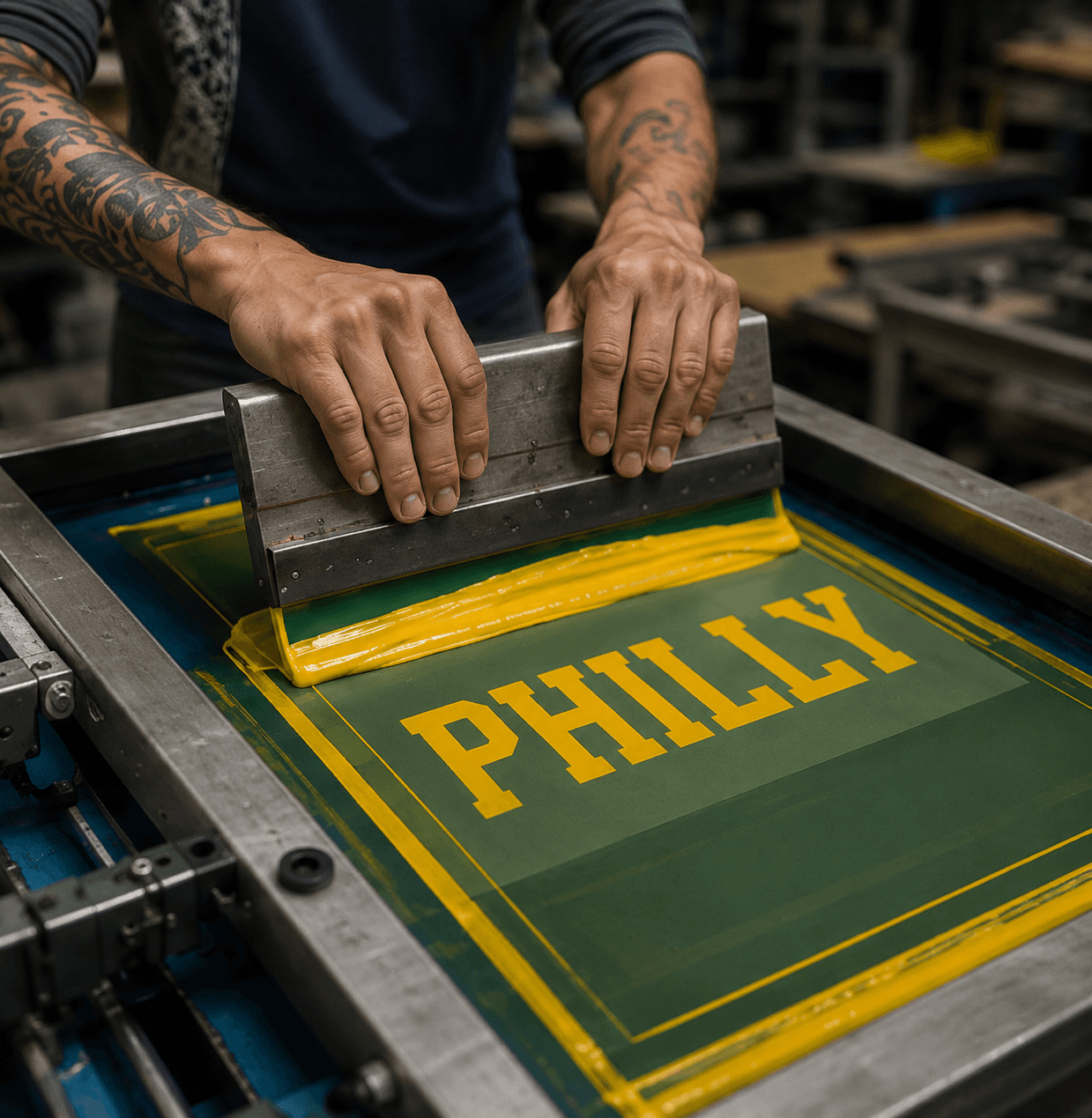 Screen printing a custom Philly design in-house