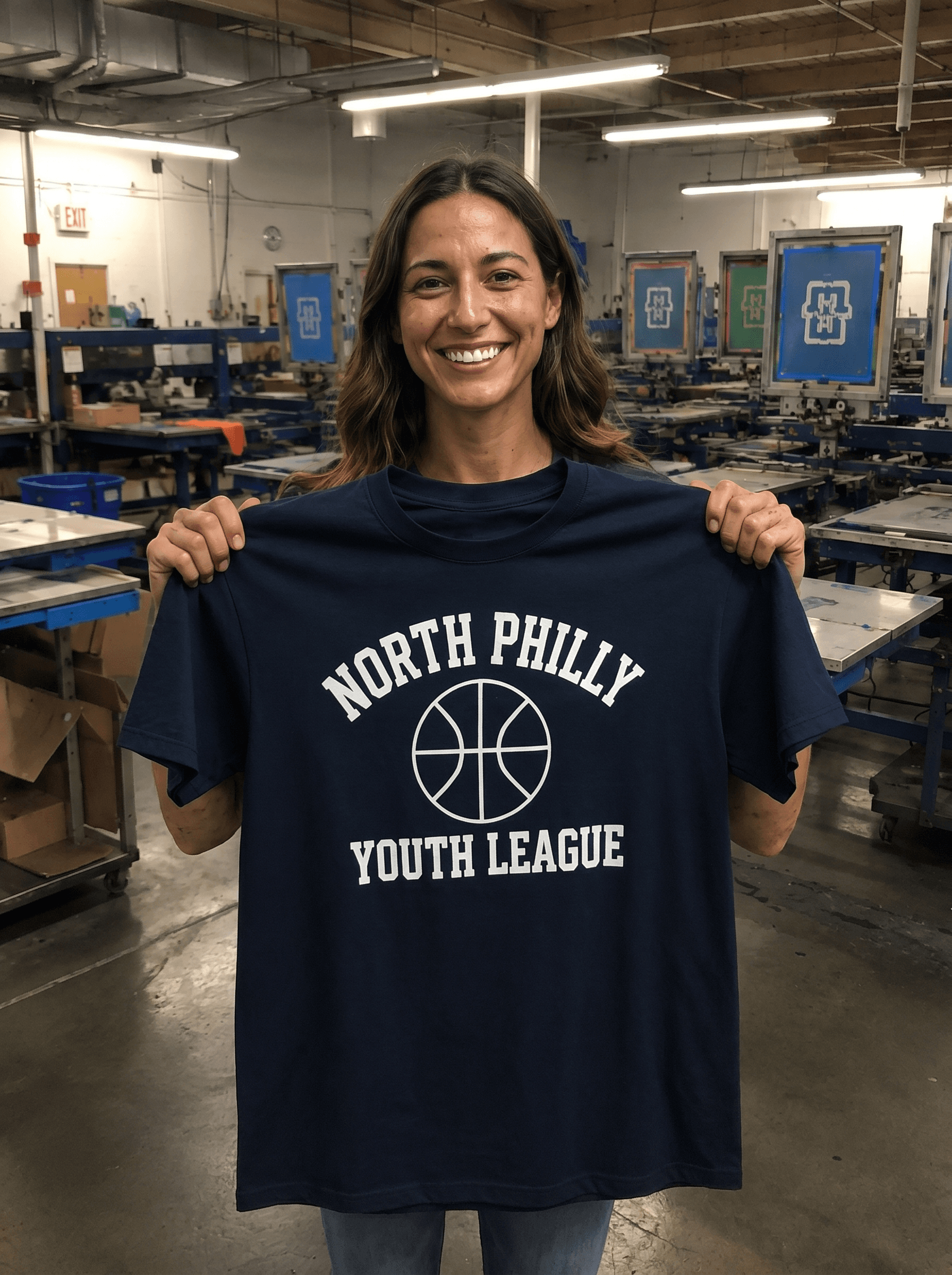 Custom screen printed North Philly Youth League t-shirt