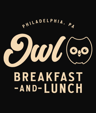 Official Rob Kang Owl Breakfast logo featuring stylized owl design and bold “Breakfast and Lunch” branding.