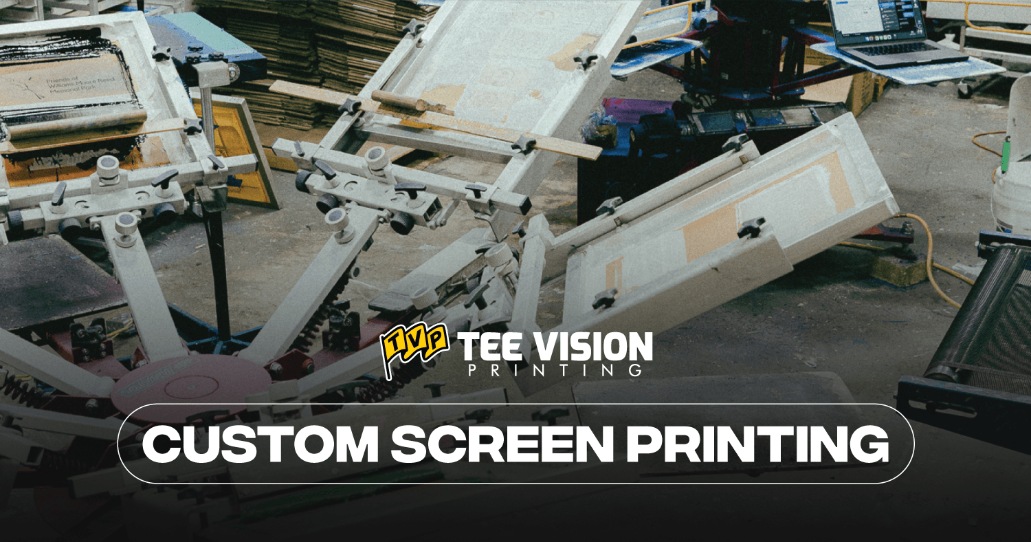 Rotary screen printing setup with multiple frames ready for production, the professional process that brings Awesome Merch for Basketball Fans to life.