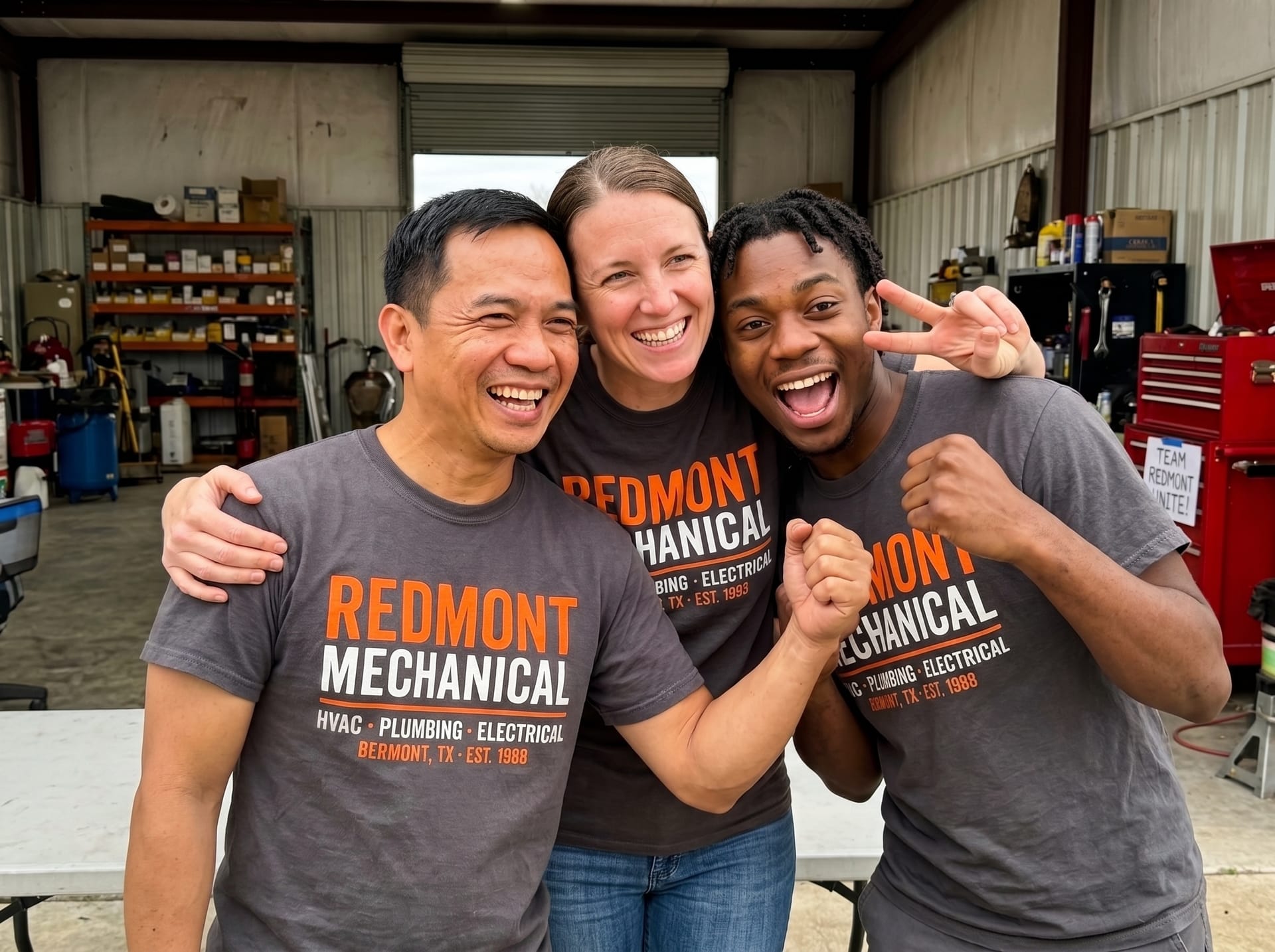 Volunteer team in matching custom t-shirts