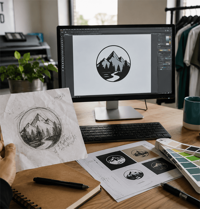 Upload artwork, share idea, or work with our designers