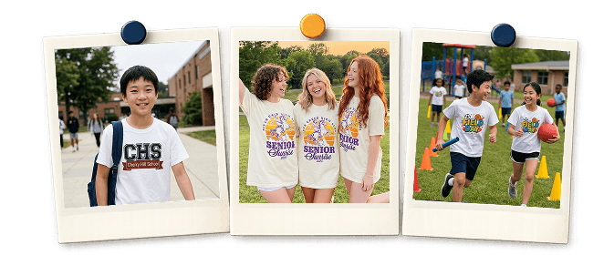 Custom printed school shirts and spirit wear