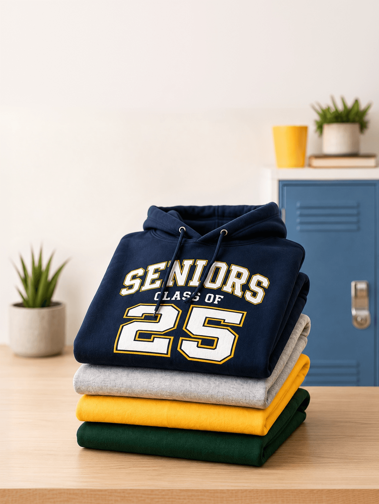 Folded custom school hoodies