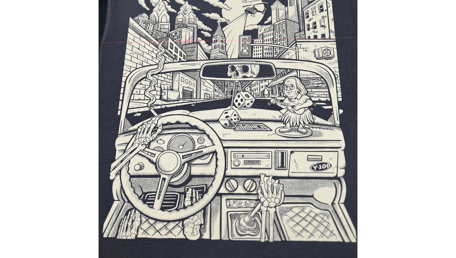Car interior illustration t-shirt design