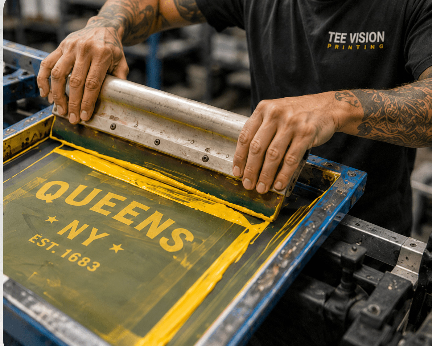Screen printing a custom Queens NY design in-house