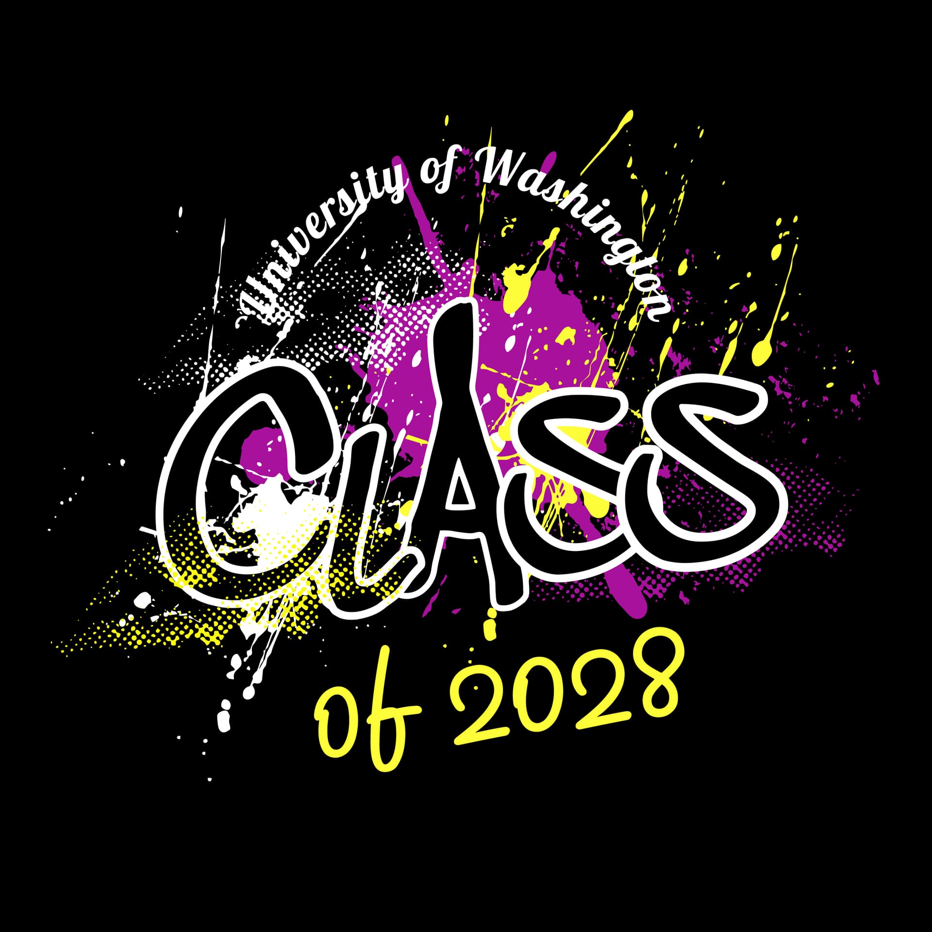 University of Washington Class 2028 Paint Splatter