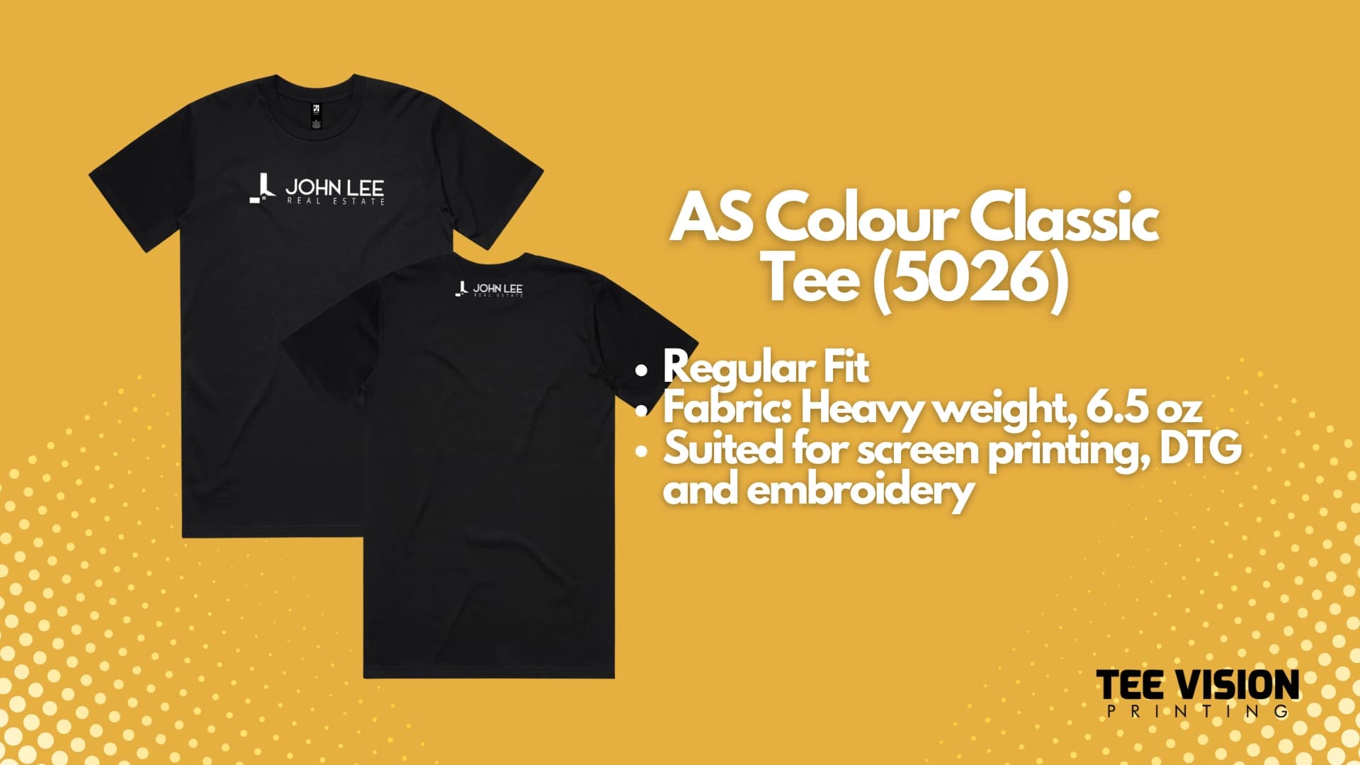 Detailed texture view of heavyweight cotton fabric in AS Colour 5026 tee, demonstrating quality material used for professional custom apparel printing in Philadelphia.