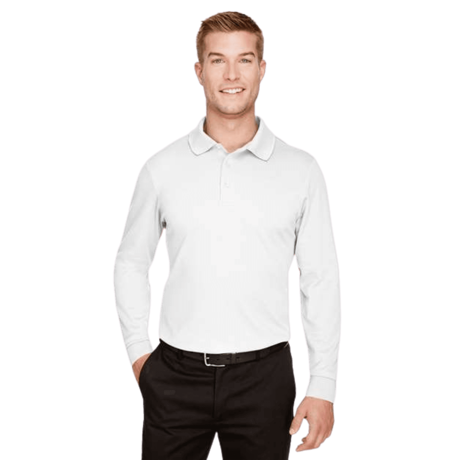 Devon & Jones CrownLux Performance® Men's Plaited Long Sleeve Polo (DG20L)